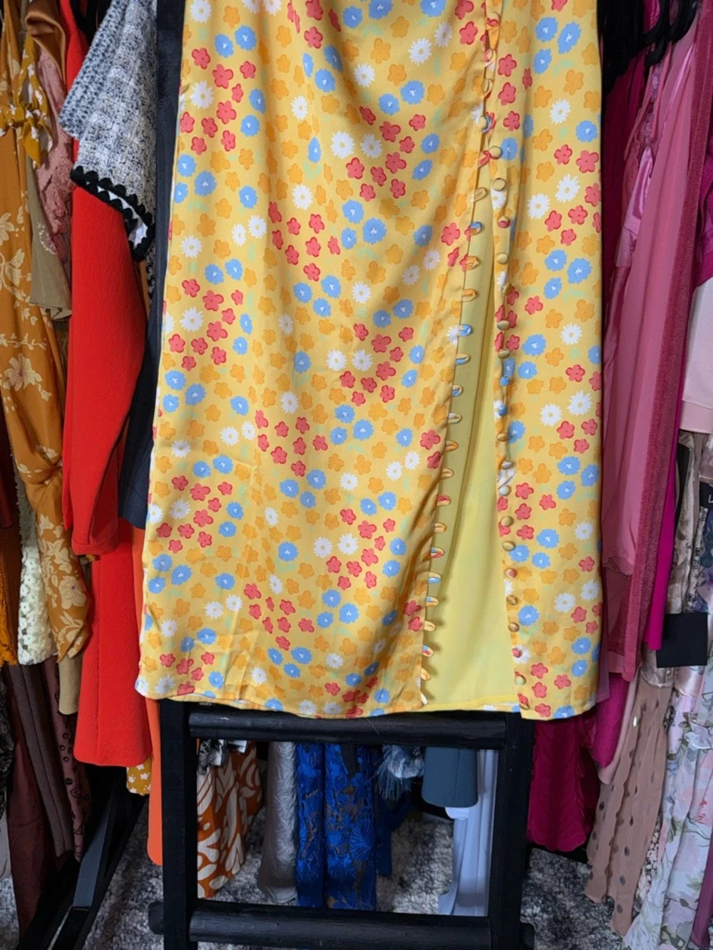 Sabo Yumee Azalea Tropical Yellow Floral Skirt Set Halter Top Midi Skirt New NWT